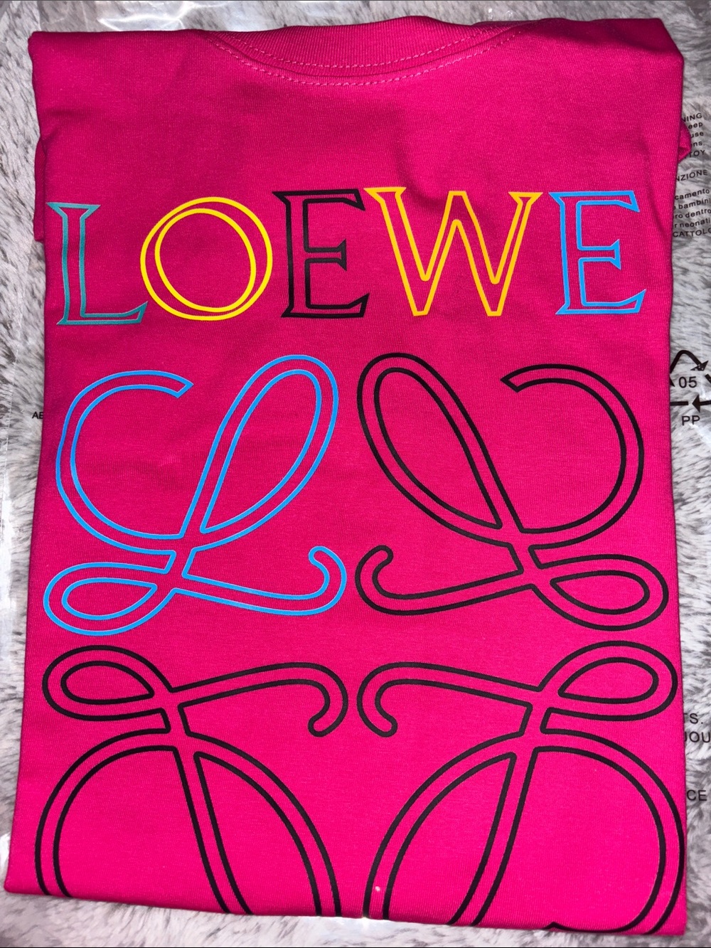 Loewe Hot Pink Multicolor Logo Graphic Tee